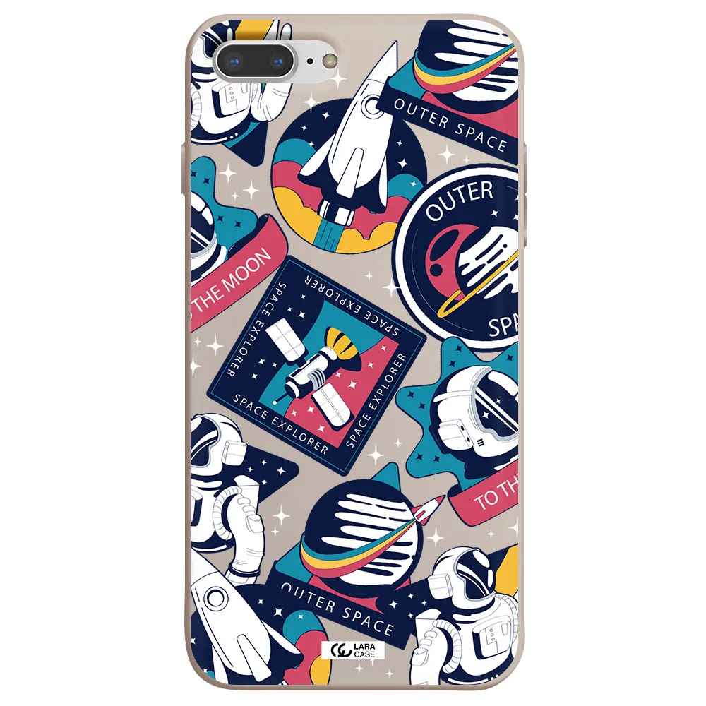 Astronaut Stickers Apple iPhone 8 plus Silicone Stone Case
