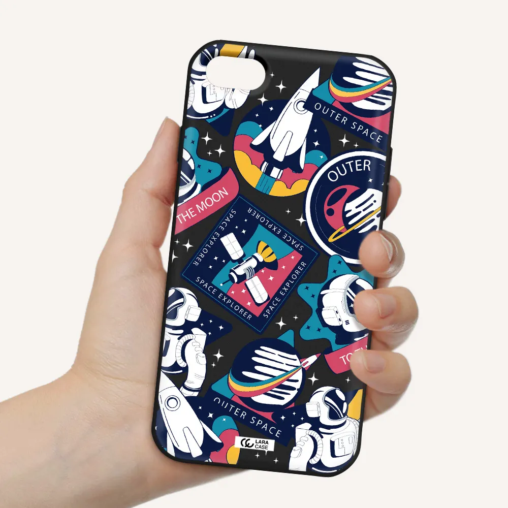 Astronaut Stickers Apple iPhone 8 Silicone black Case