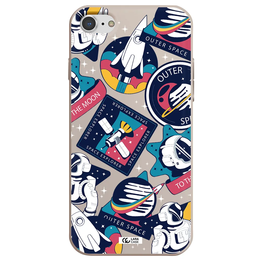 Astronaut Stickers Apple iPhone 8 Silicone Stone Case