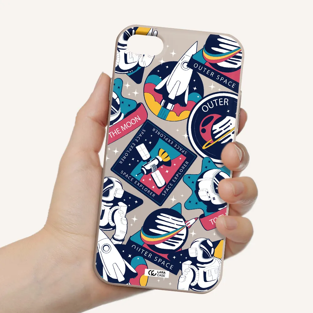 Astronaut Stickers Apple iPhone 8 Silicone Stone Case