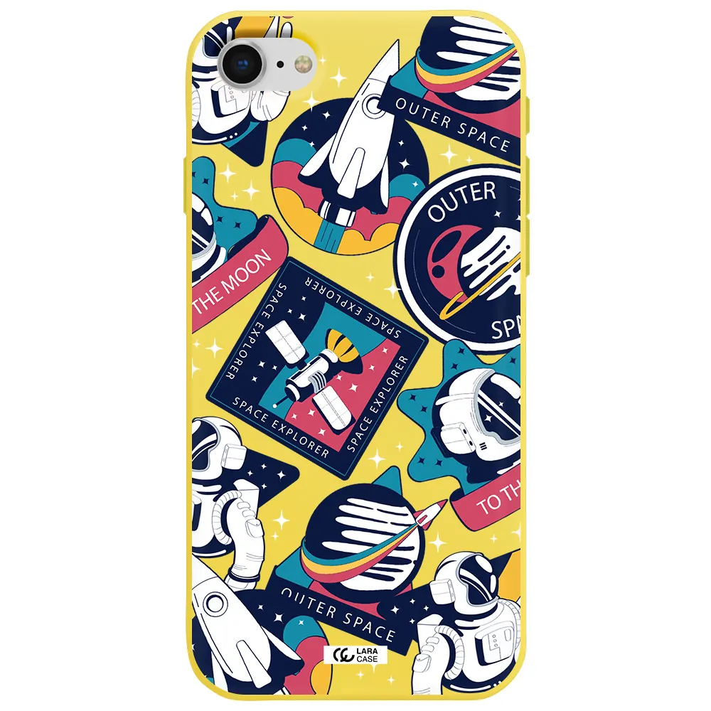 Astronaut Stickers Apple iPhone se 2020 Silicone canary yellow Case