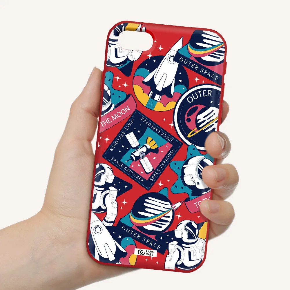 Astronaut Stickers Apple iPhone se 2020 Silicone Imperial Red Case