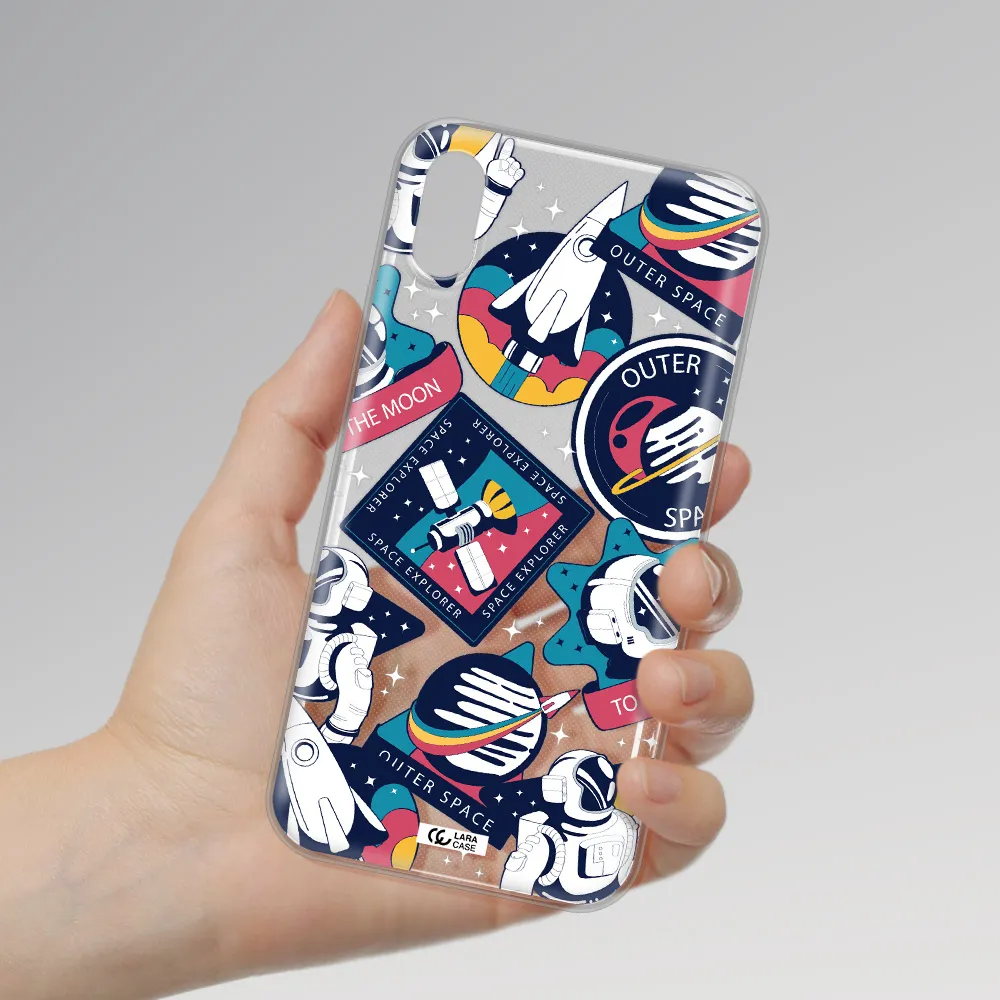 Astronaut Stickers Apple iPhone X Clear TPU Case