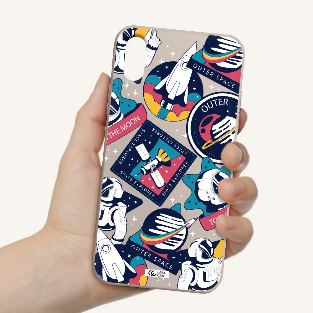 Astronaut Stickers Apple iPhone X Silicone Stone Case