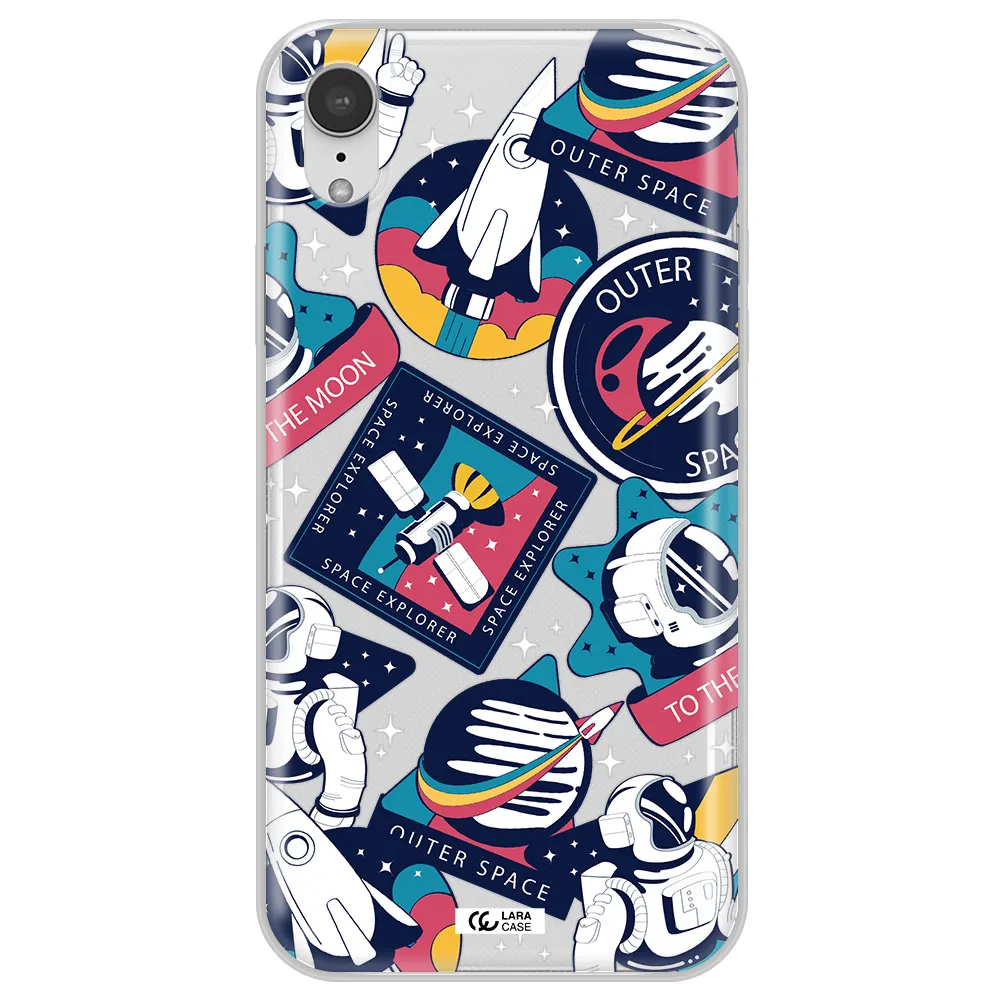 Astronaut Stickers Apple iPhone XR Clear TPU Case