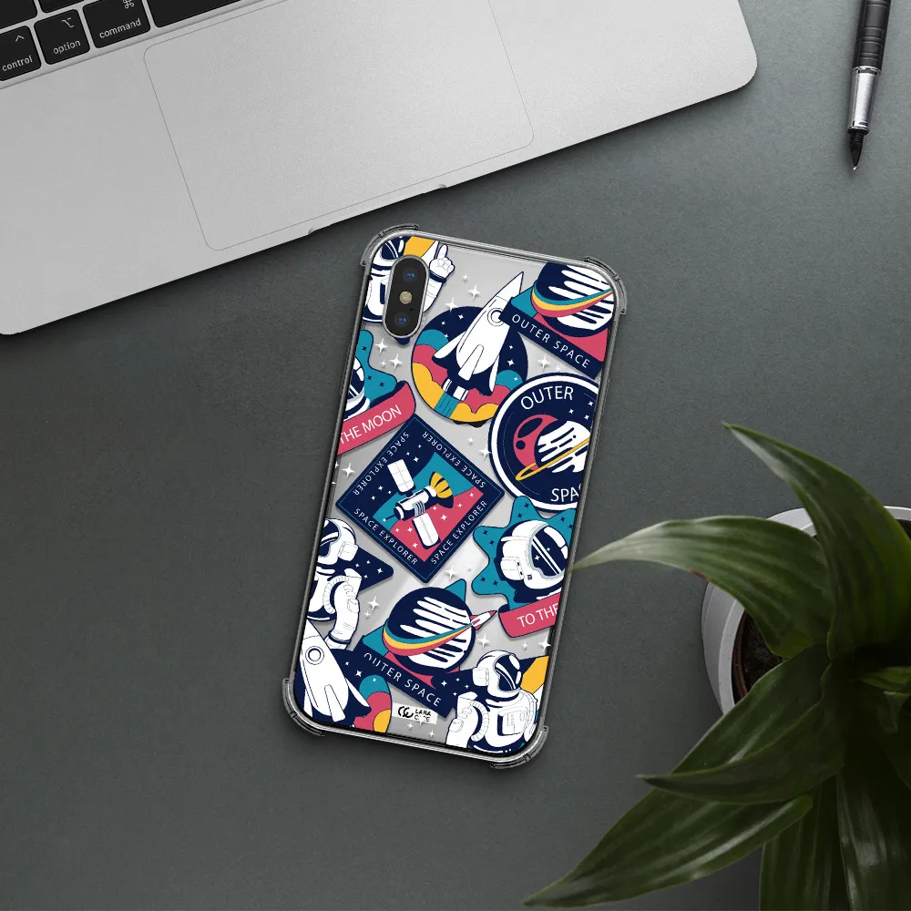 Astronaut Stickers Apple iPhone XS Clear PC Case