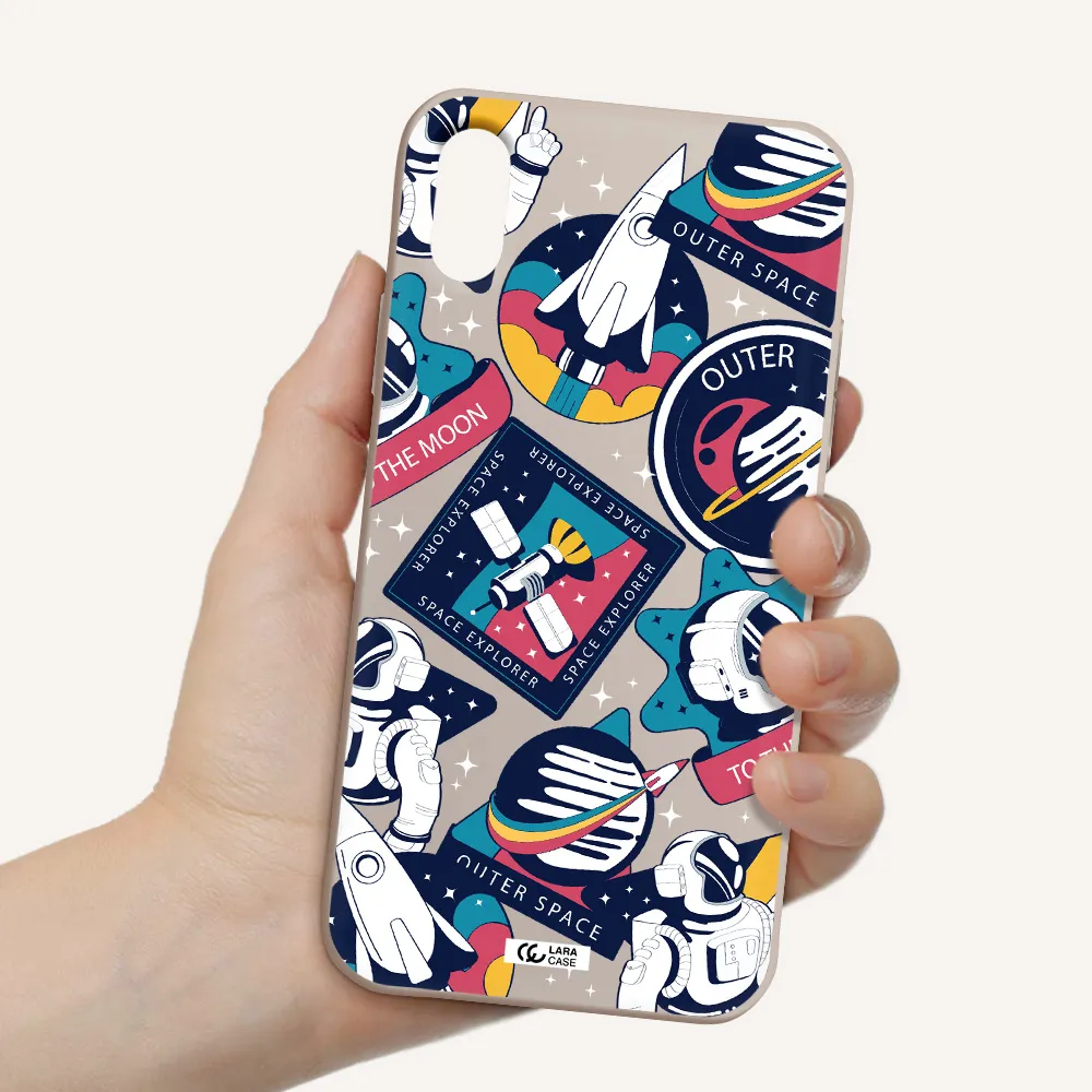Astronaut Stickers Apple iPhone XS Silicone Stone Case