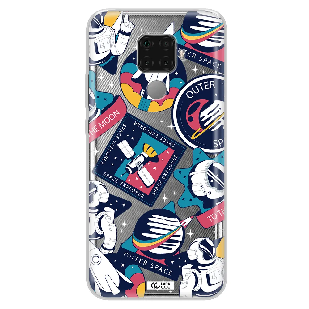 Astronaut Stickers Huawei Mate 30 Lite Clear TPU Case