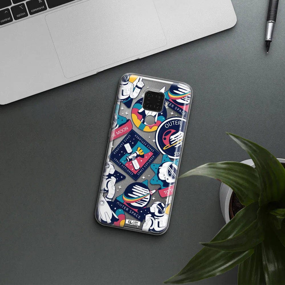 Astronaut Stickers Huawei Mate 30 Lite Clear TPU Case