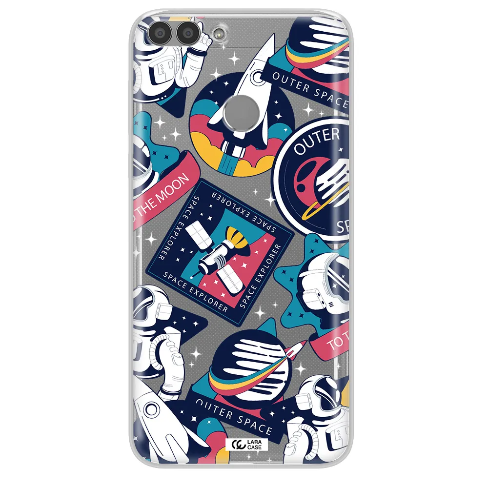 Astronaut Stickers Huawei P Smart 2017 Clear TPU Case