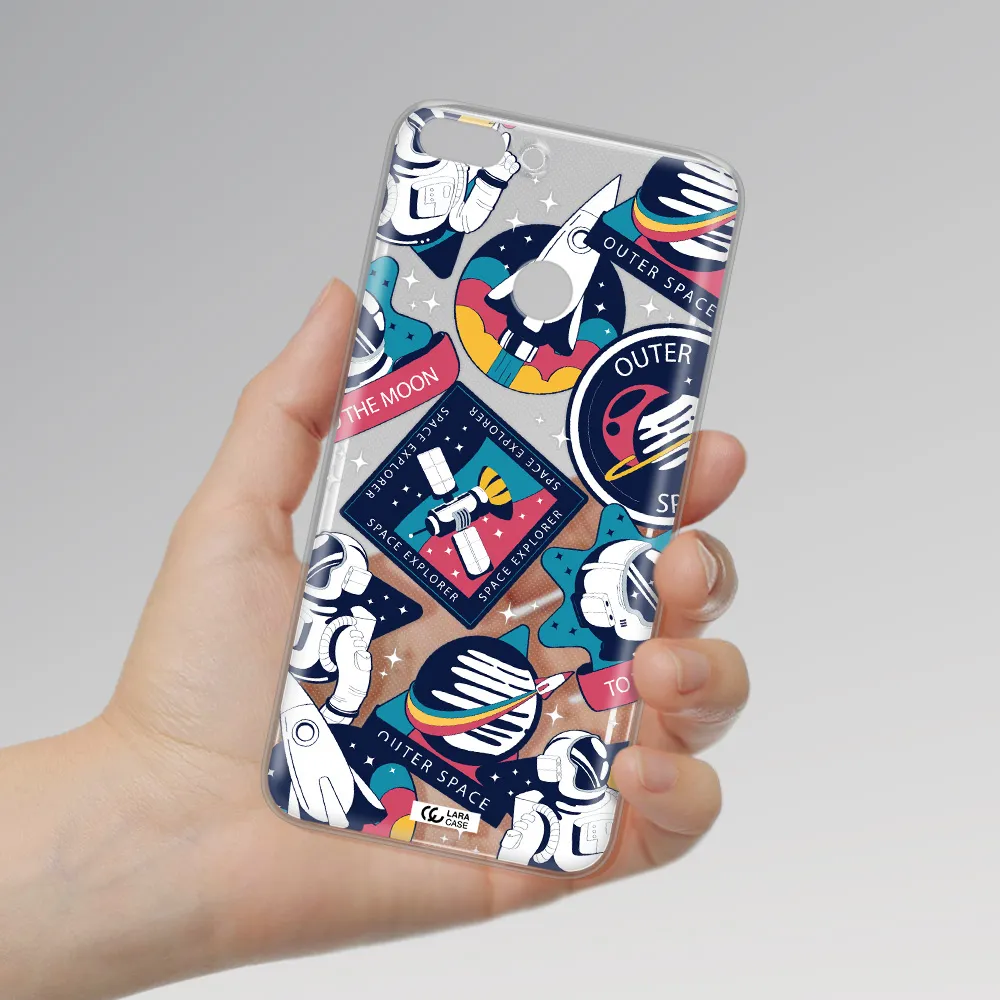 Astronaut Stickers Huawei P Smart Clear TPU Case