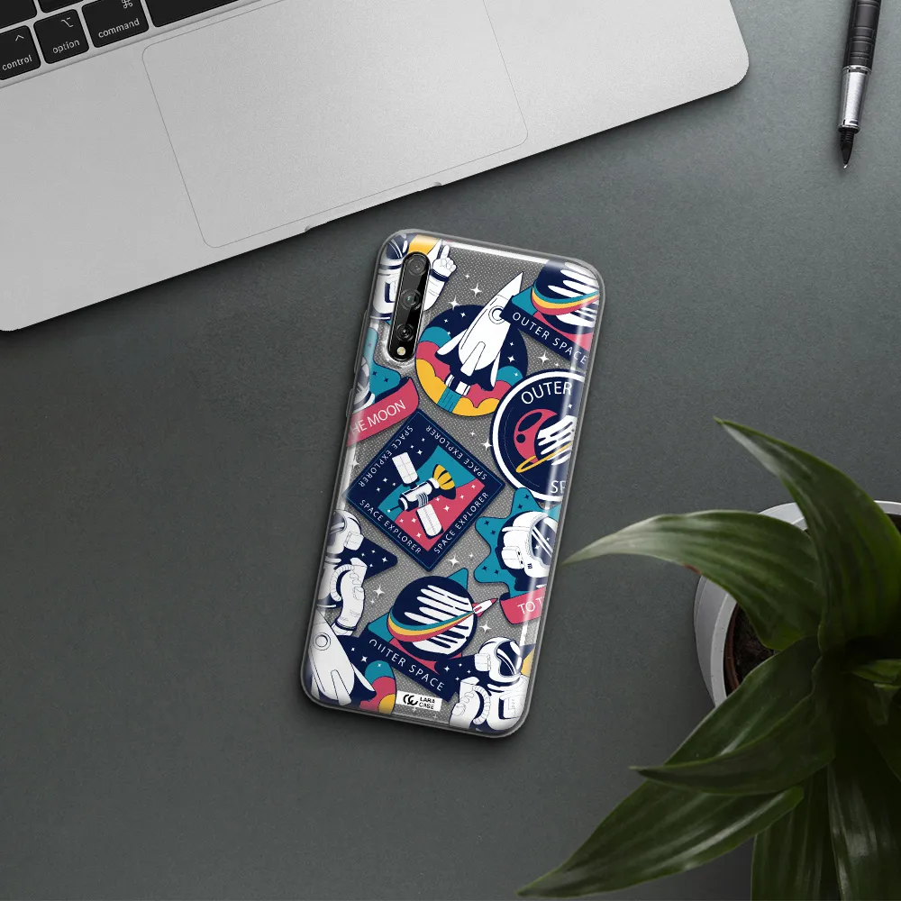 Astronaut Stickers Huawei P Smart S Clear TPU Case