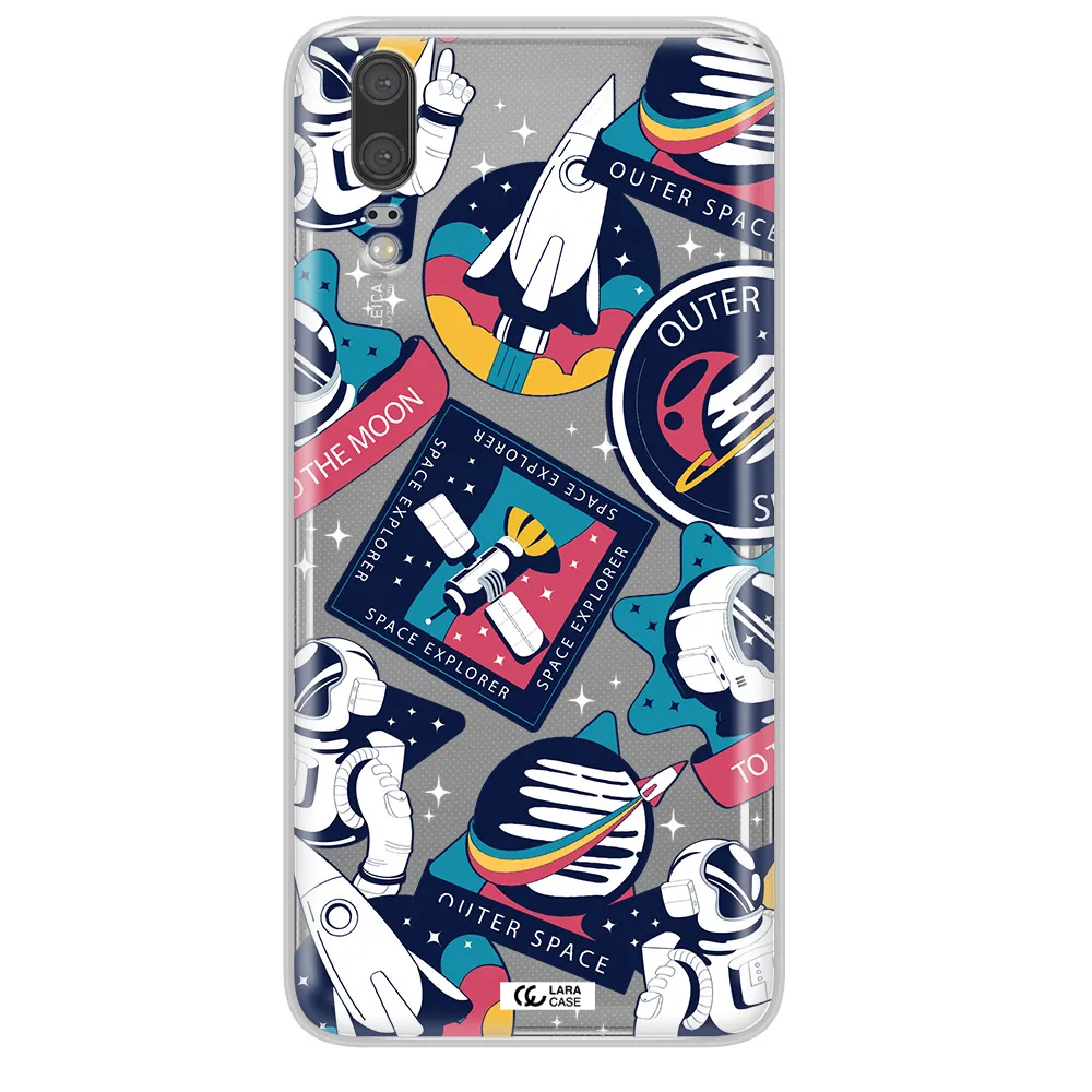 Astronaut Stickers Huawei P20 Clear TPU Case