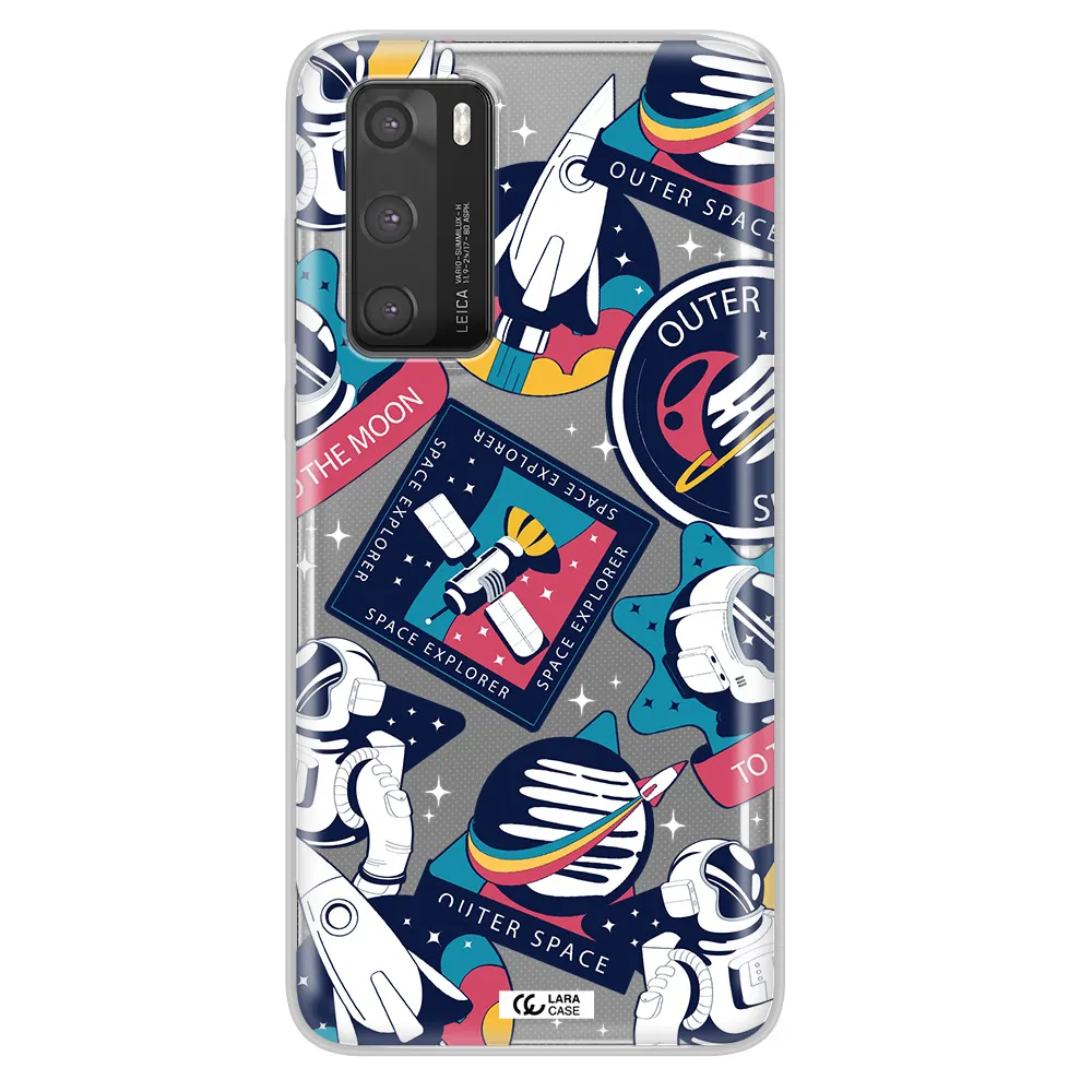 Astronaut Stickers Huawei P40 Clear TPU Case