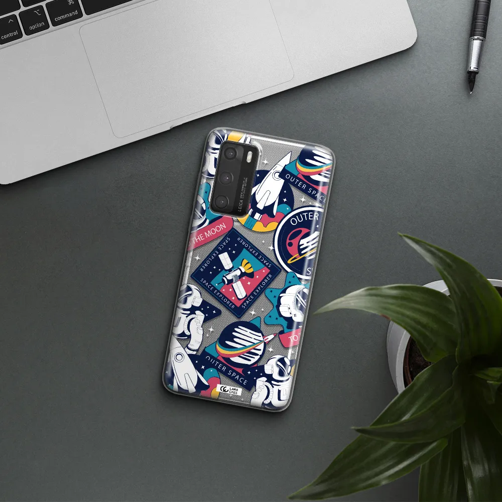 Astronaut Stickers Huawei P40 Clear TPU Case
