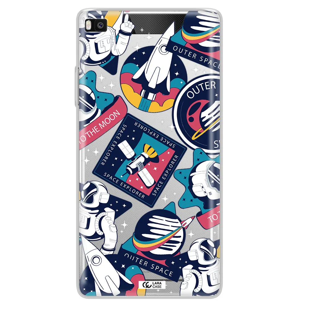Astronaut Stickers Huawei P8 Clear TPU Case