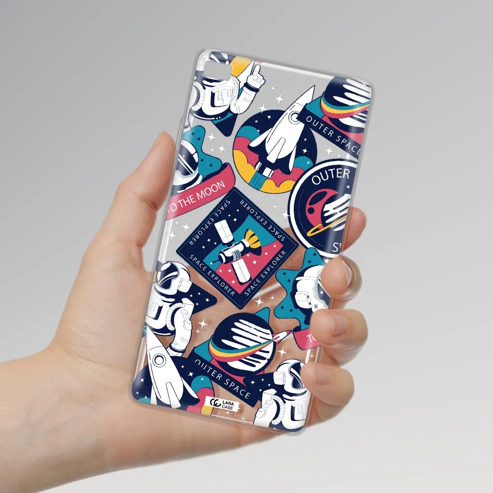 Astronaut Stickers Huawei P8 Clear TPU Case