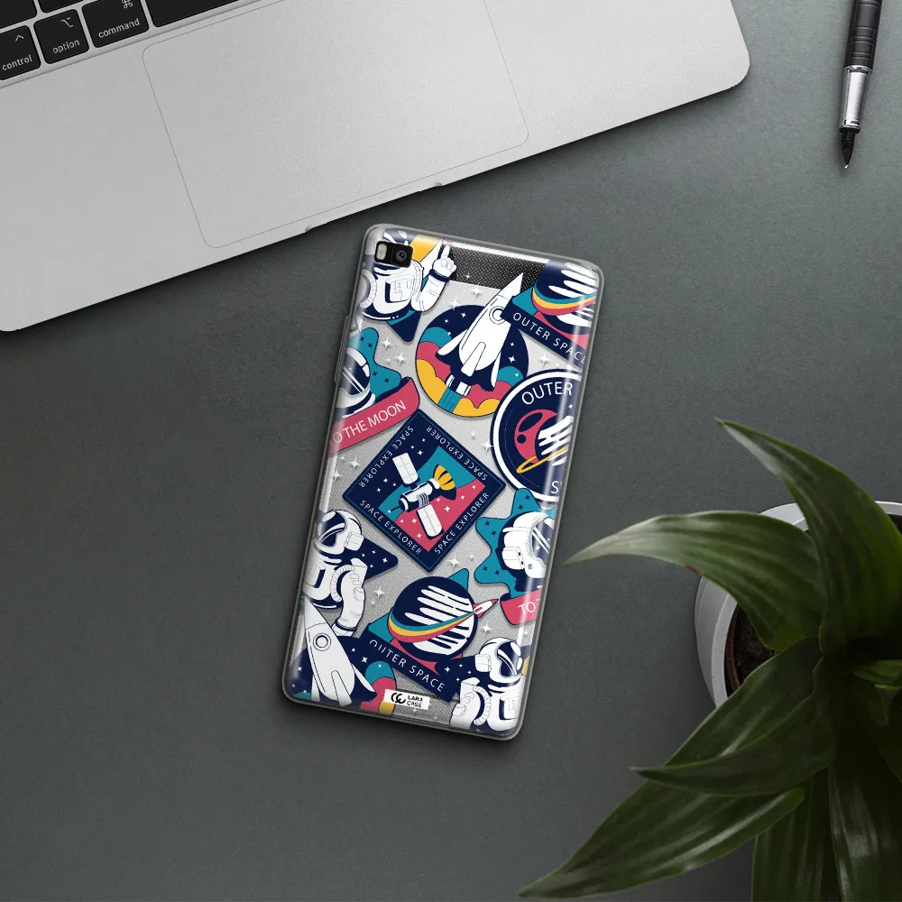 Astronaut Stickers Huawei P8 Clear TPU Case