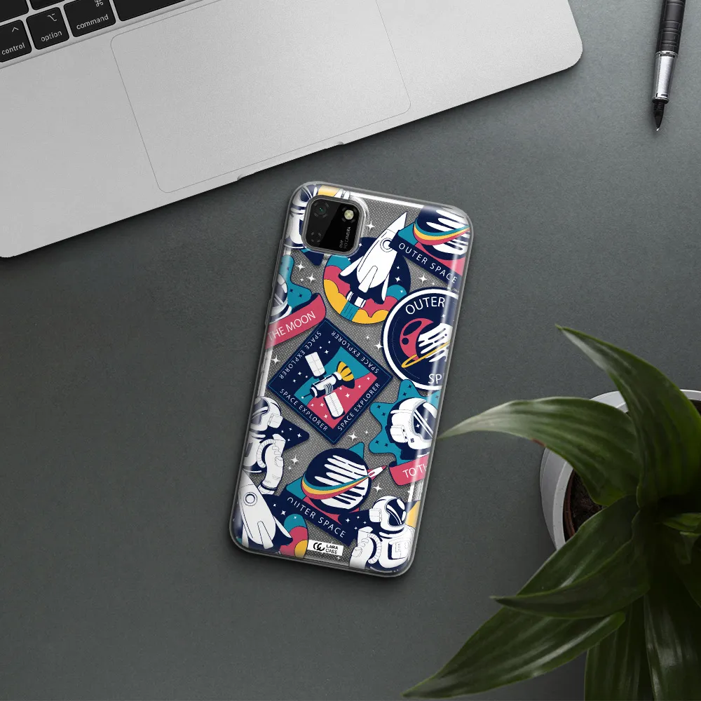 Astronaut Stickers Huawei Y5P Clear TPU Case