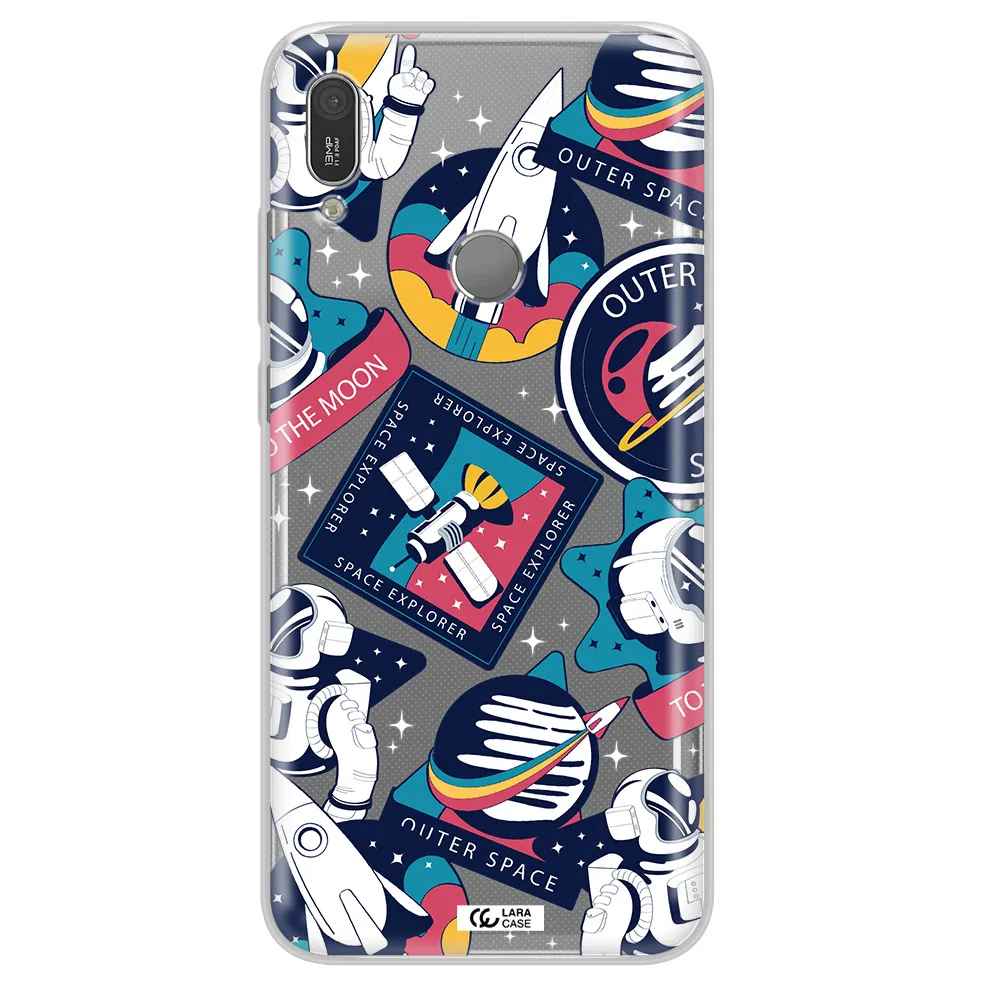Astronaut Stickers Huawei Y6 2019 Clear TPU Case