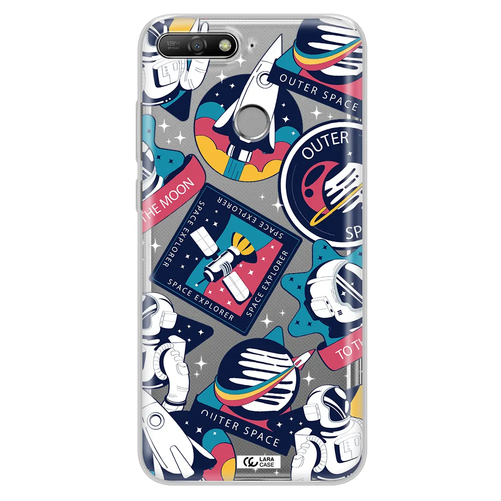 Astronaut Stickers Huawei Y6 Prime 2018 Clear TPU Case