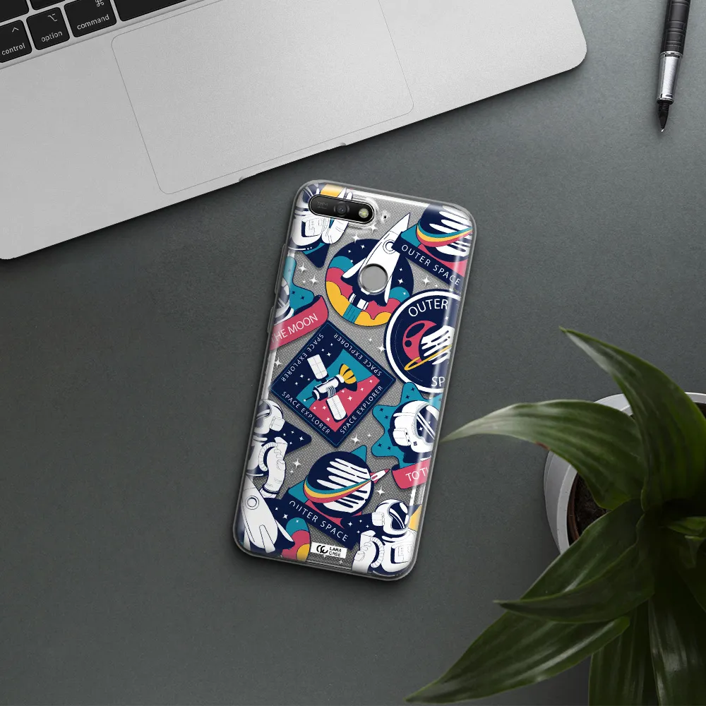 Astronaut Stickers Huawei Y6 Prime 2018 Clear TPU Case