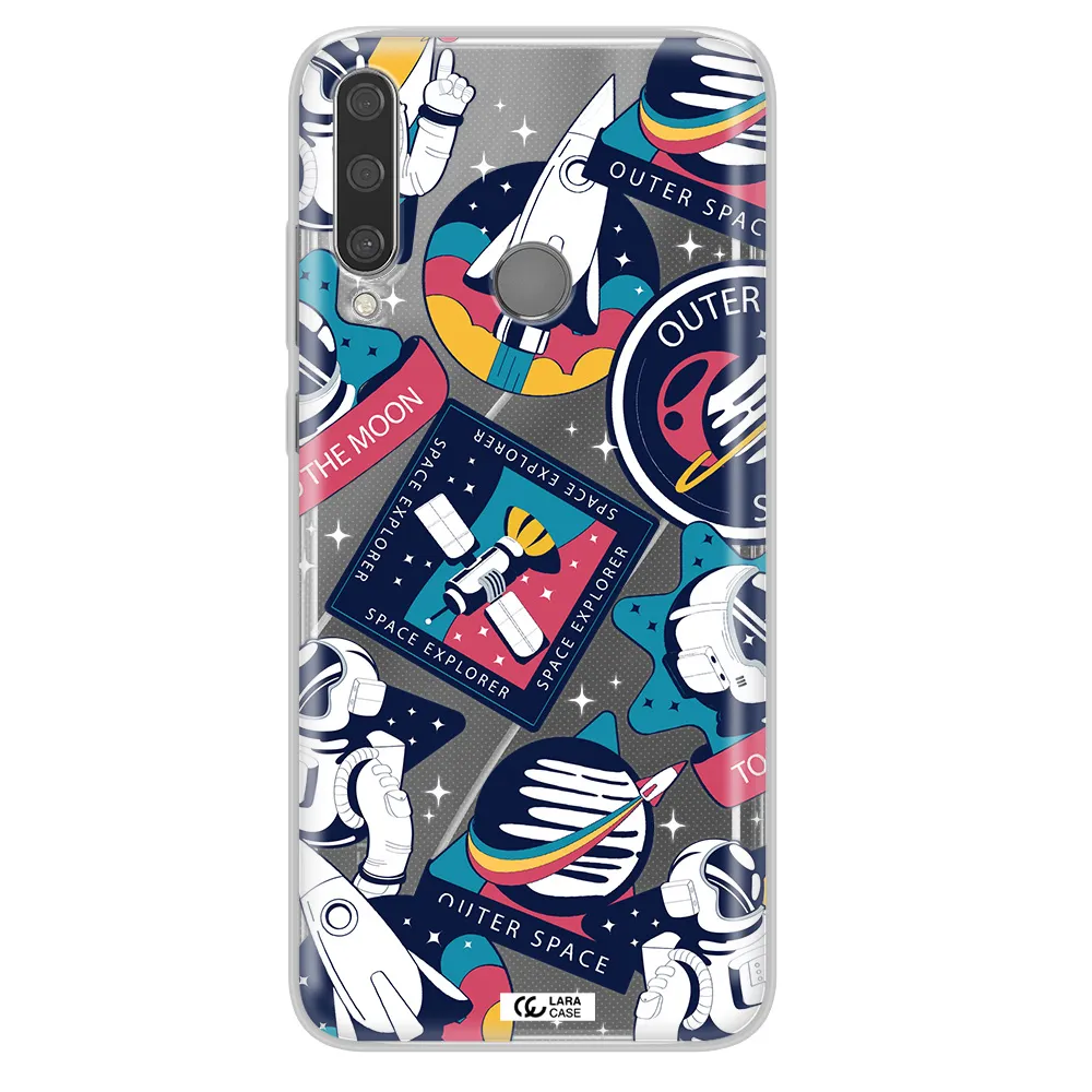 Astronaut Stickers Huawei Y6P Clear TPU Case