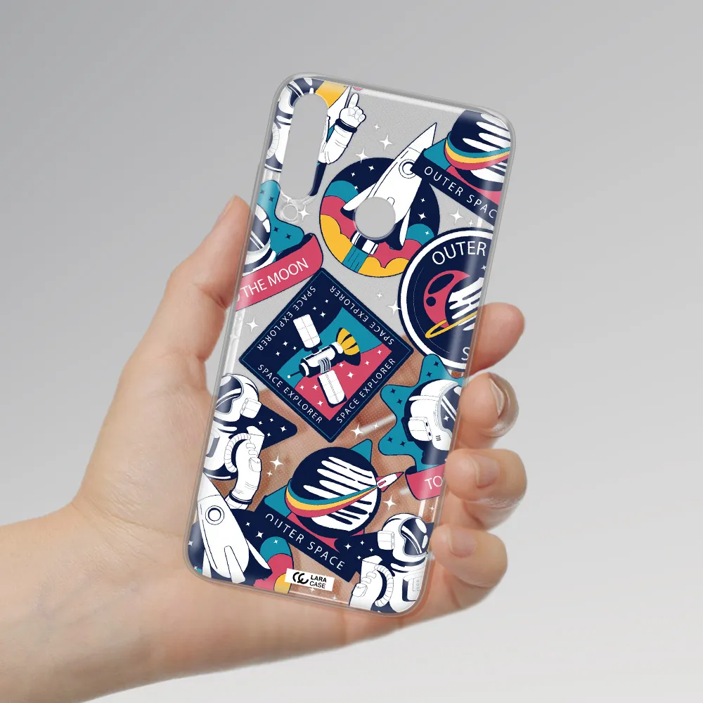 Astronaut Stickers Huawei Y6P Clear TPU Case