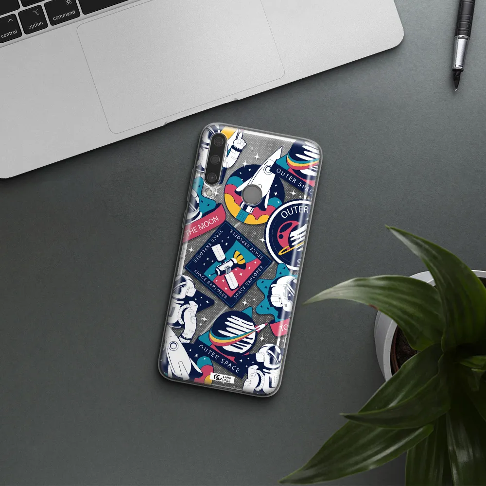 Astronaut Stickers Huawei Y6P Clear TPU Case
