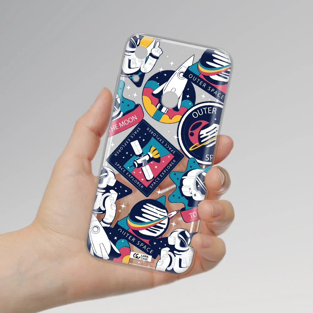 Astronaut Stickers Huawei Y6S Clear TPU Case
