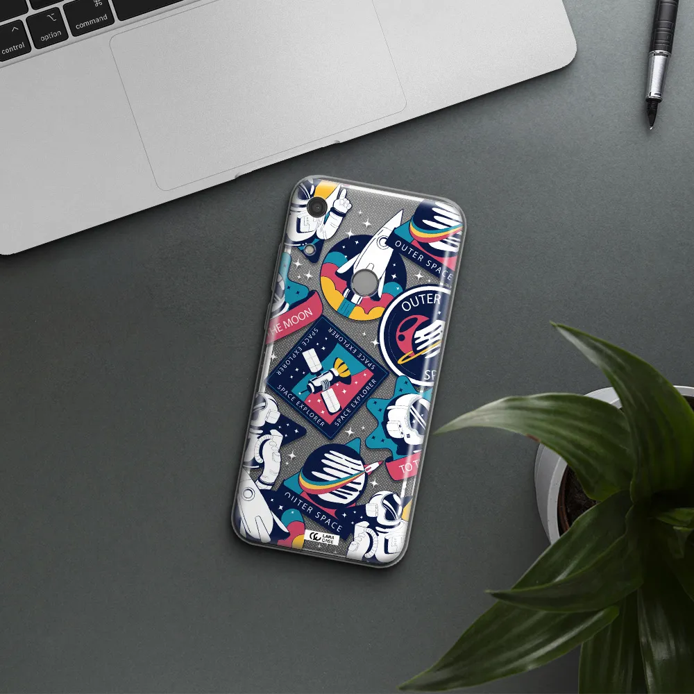 Astronaut Stickers Huawei Y6S Clear TPU Case