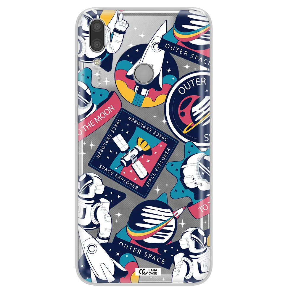 Astronaut Stickers Huawei Y7 2019 Clear TPU Case