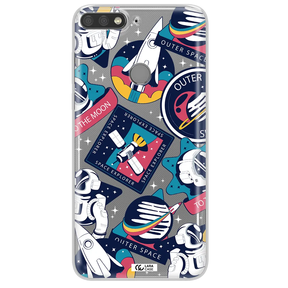 Astronaut Stickers Huawei Y7 Prime 2018 Clear TPU Case