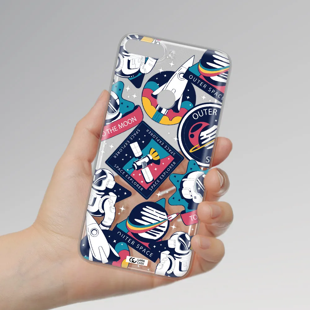 Astronaut Stickers Huawei Y7 Prime 2018 Clear TPU Case