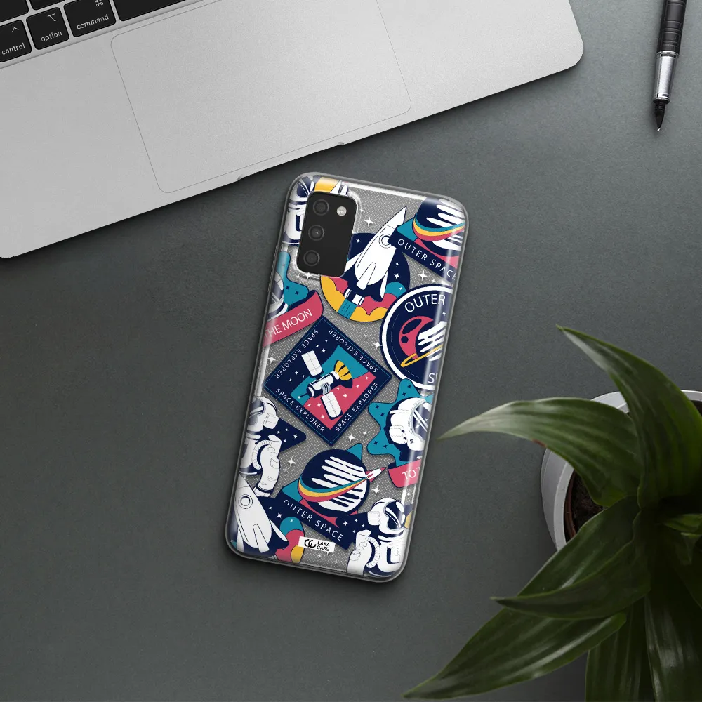 Astronaut Stickers Samsung A03S Clear TPU Case
