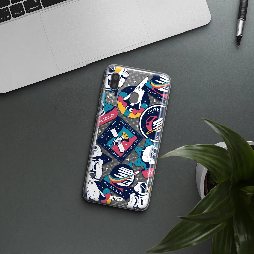 Astronaut Stickers Samsung A20 Clear TPU Case