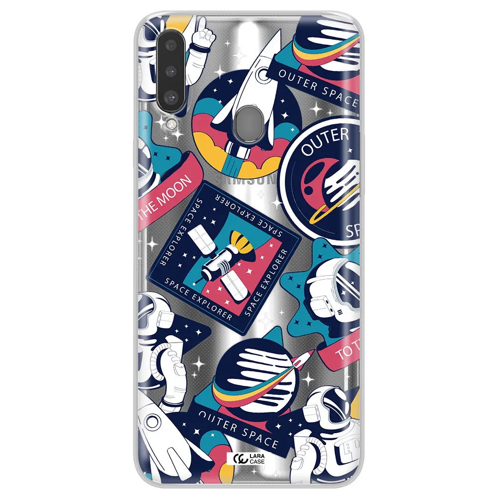 Astronaut Stickers Samsung A20S Clear TPU Case