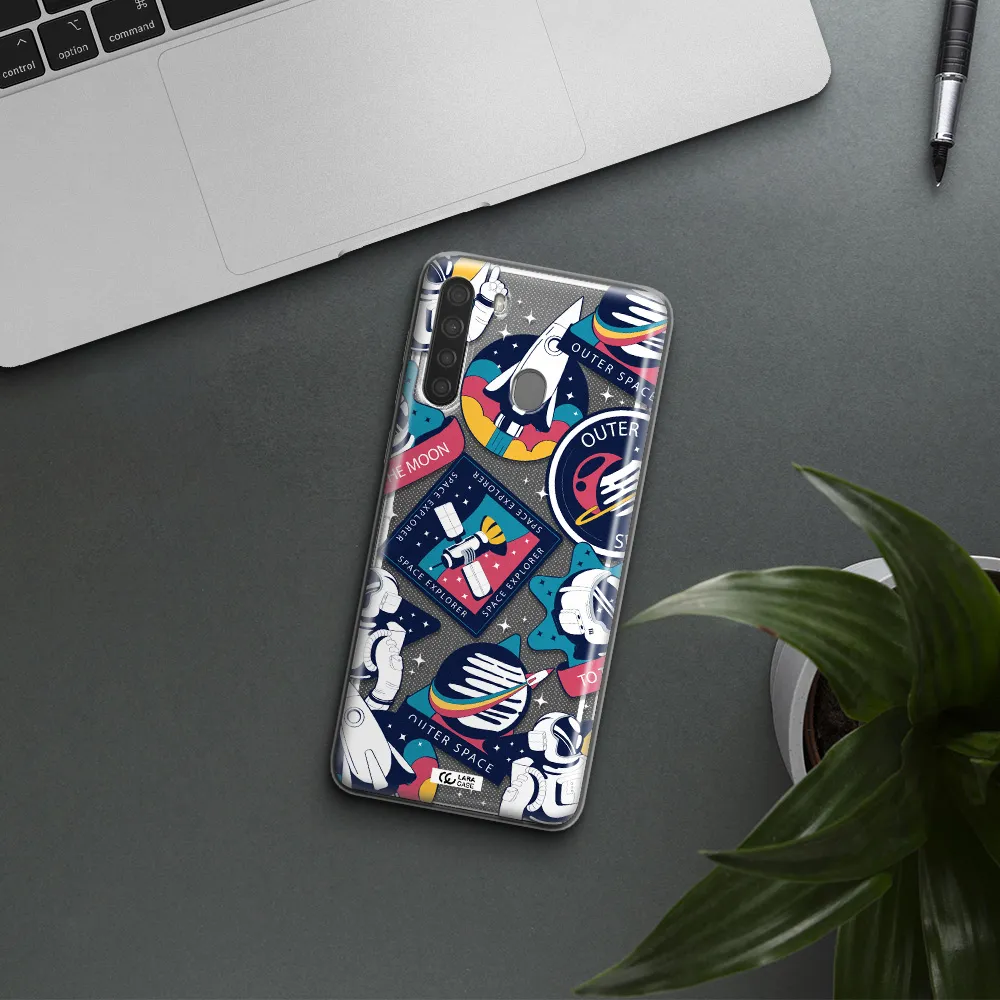 Astronaut Stickers Samsung A21 Clear TPU Case