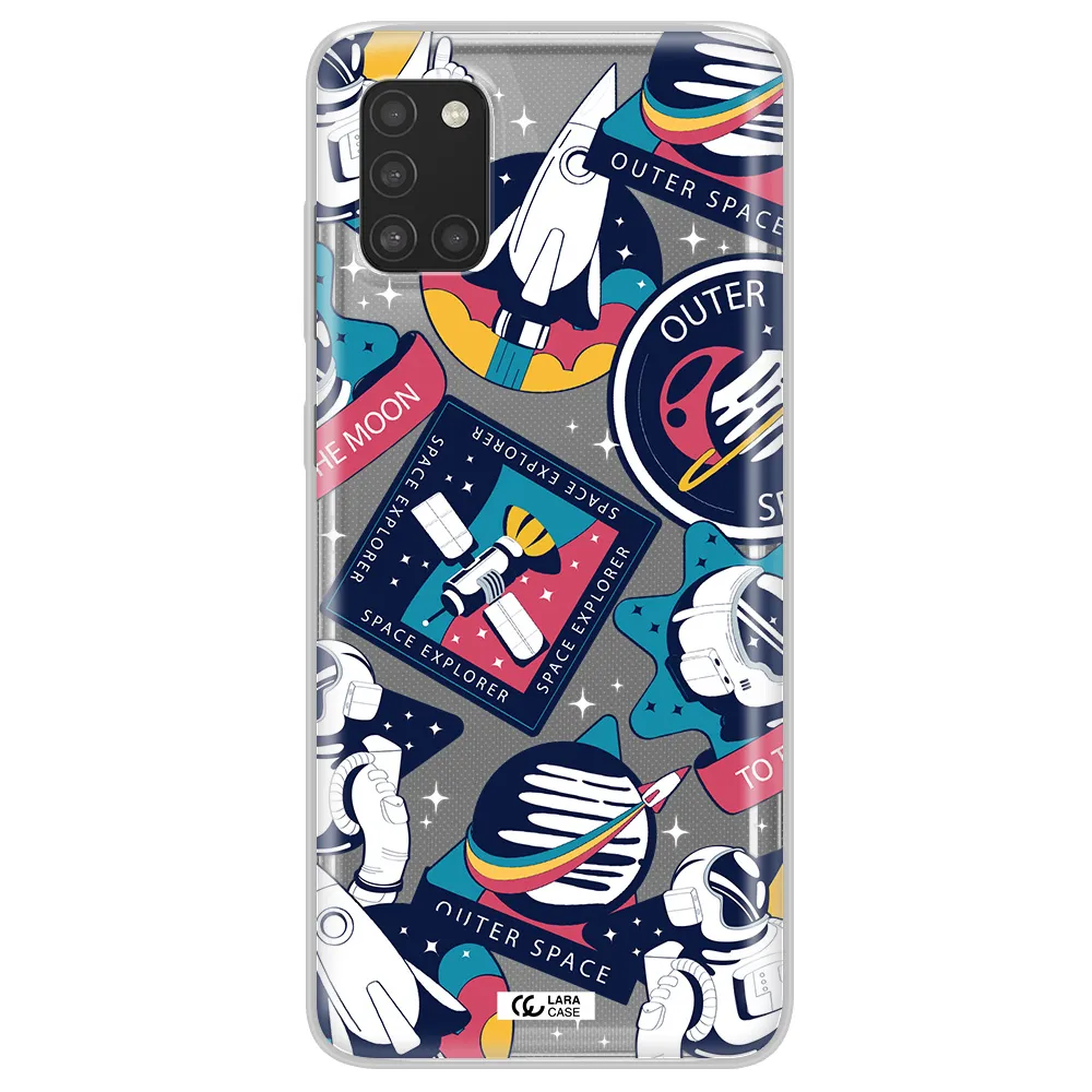 Astronaut Stickers Samsung A31 Clear TPU Case