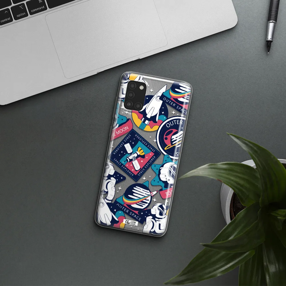 Astronaut Stickers Samsung A31 Clear TPU Case