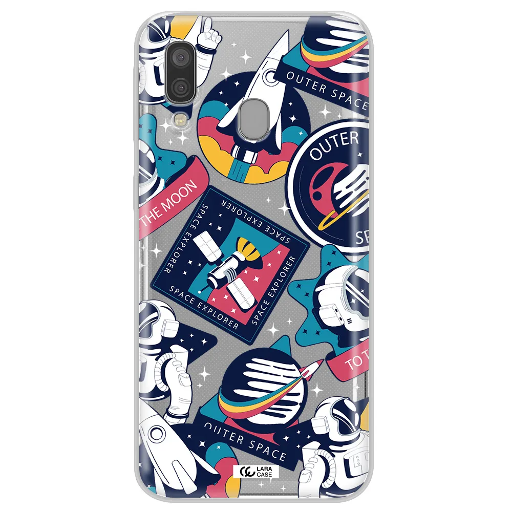 Astronaut Stickers Samsung A40 Clear TPU Case