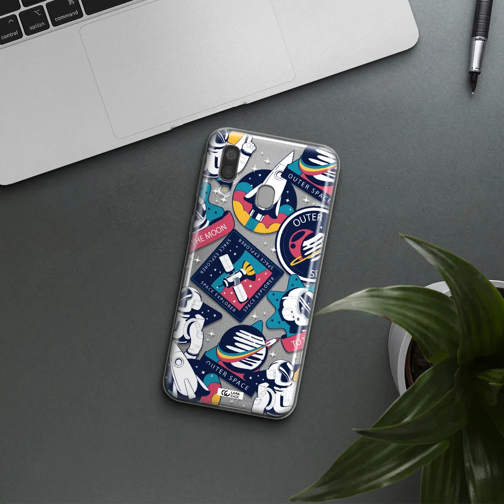 Astronaut Stickers Samsung A40 Clear TPU Case