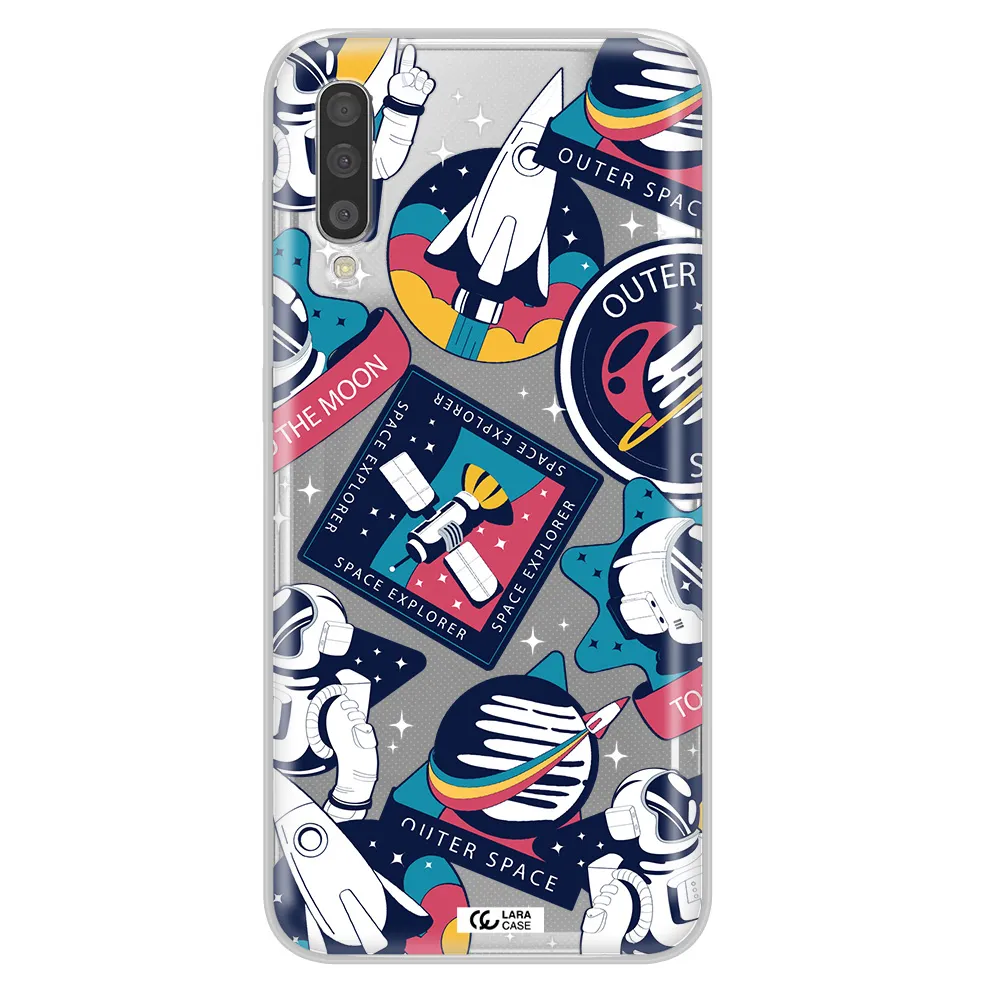 Astronaut Stickers Samsung A50 Clear TPU Case