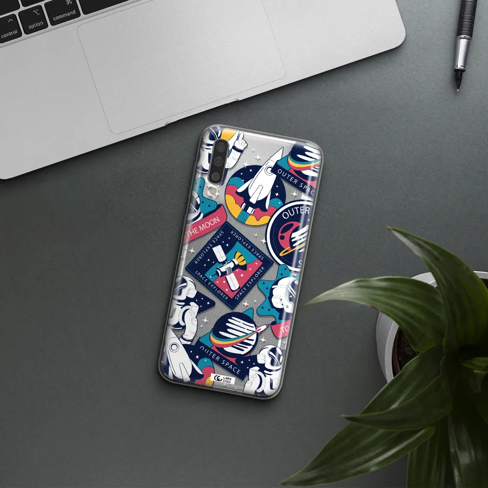 Astronaut Stickers Samsung A50 Clear TPU Case
