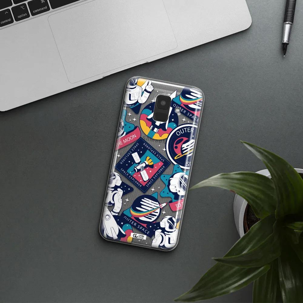 Astronaut Stickers Samsung A6 Clear TPU Case