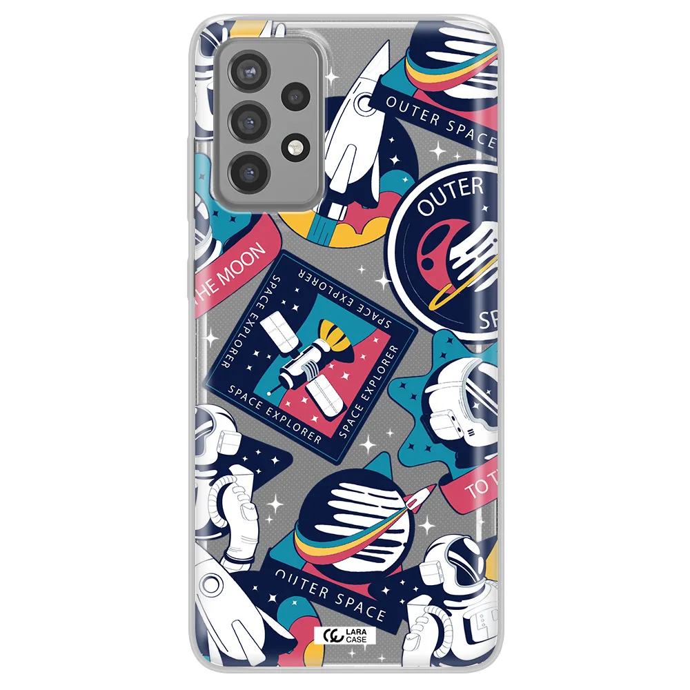 Astronaut Stickers Samsung A72 Clear TPU Case