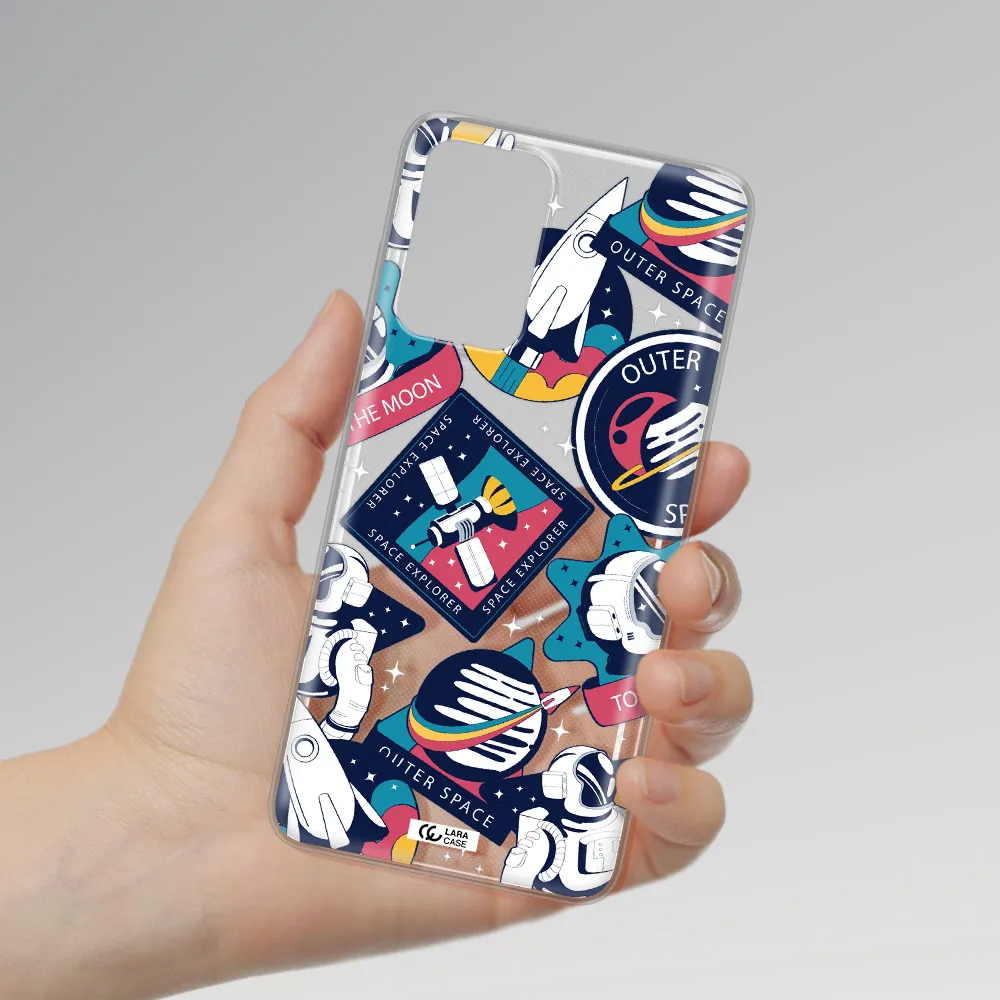 Astronaut Stickers Samsung A72 Clear TPU Case