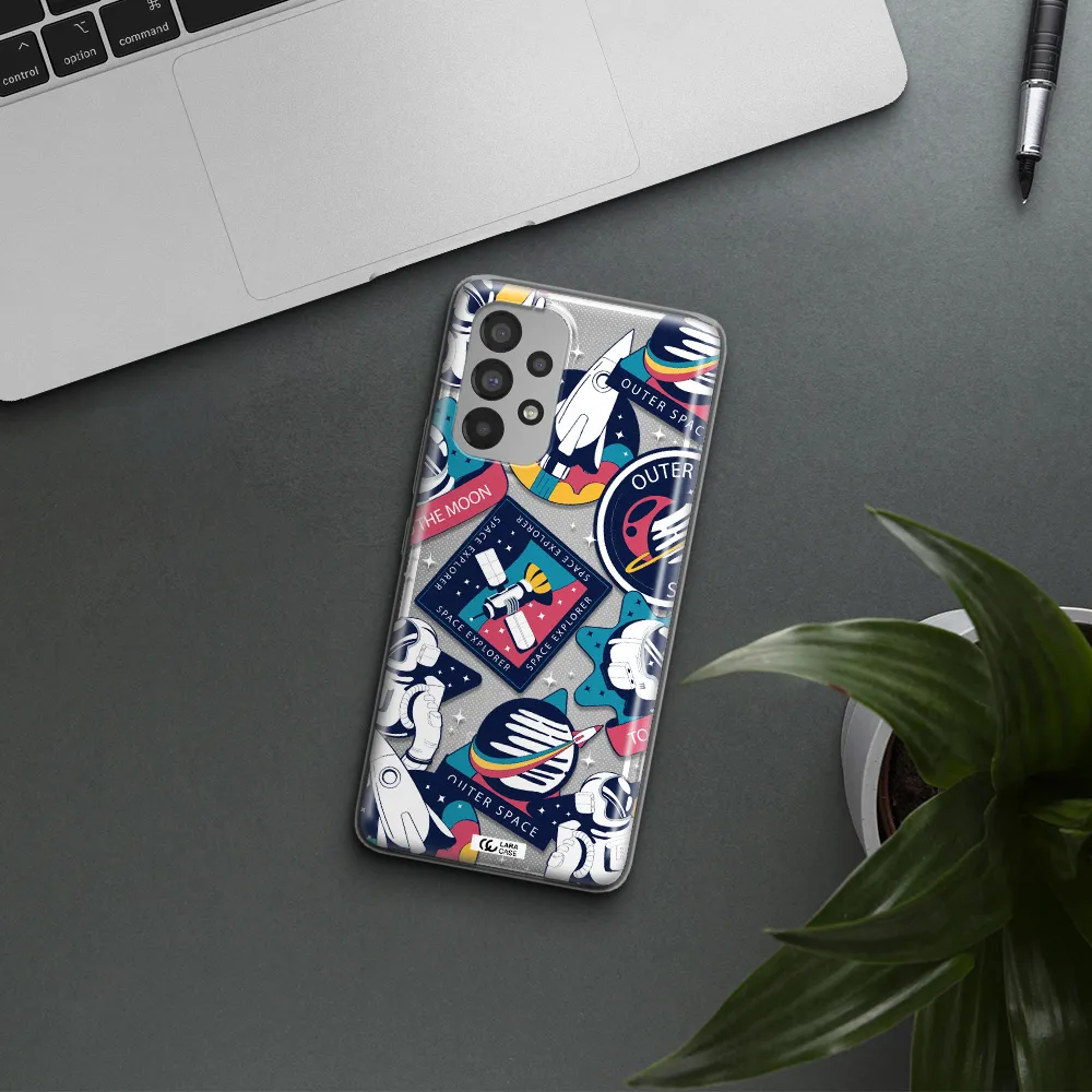 Astronaut Stickers Samsung A73 Clear TPU Case