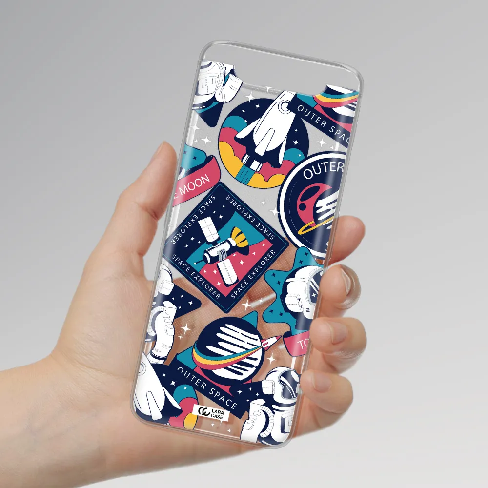 Astronaut Stickers Samsung A80 Clear TPU Case