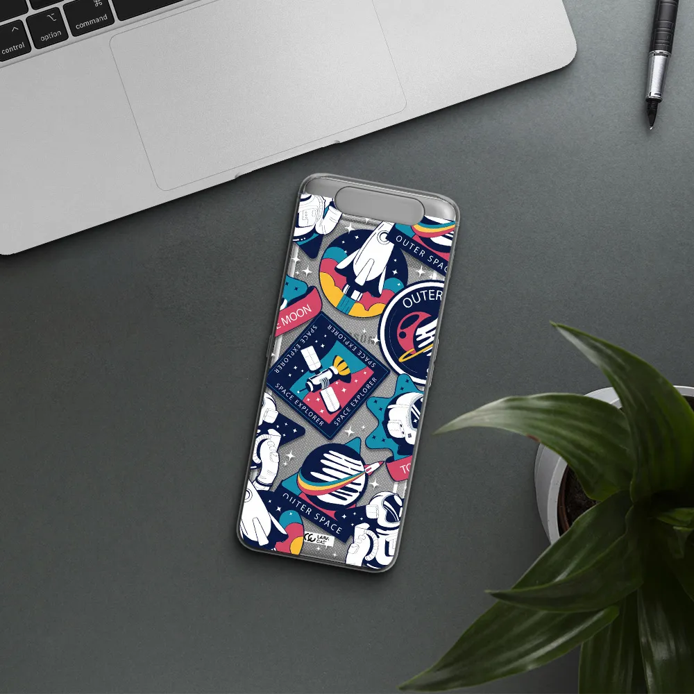 Astronaut Stickers Samsung A80 Clear TPU Case